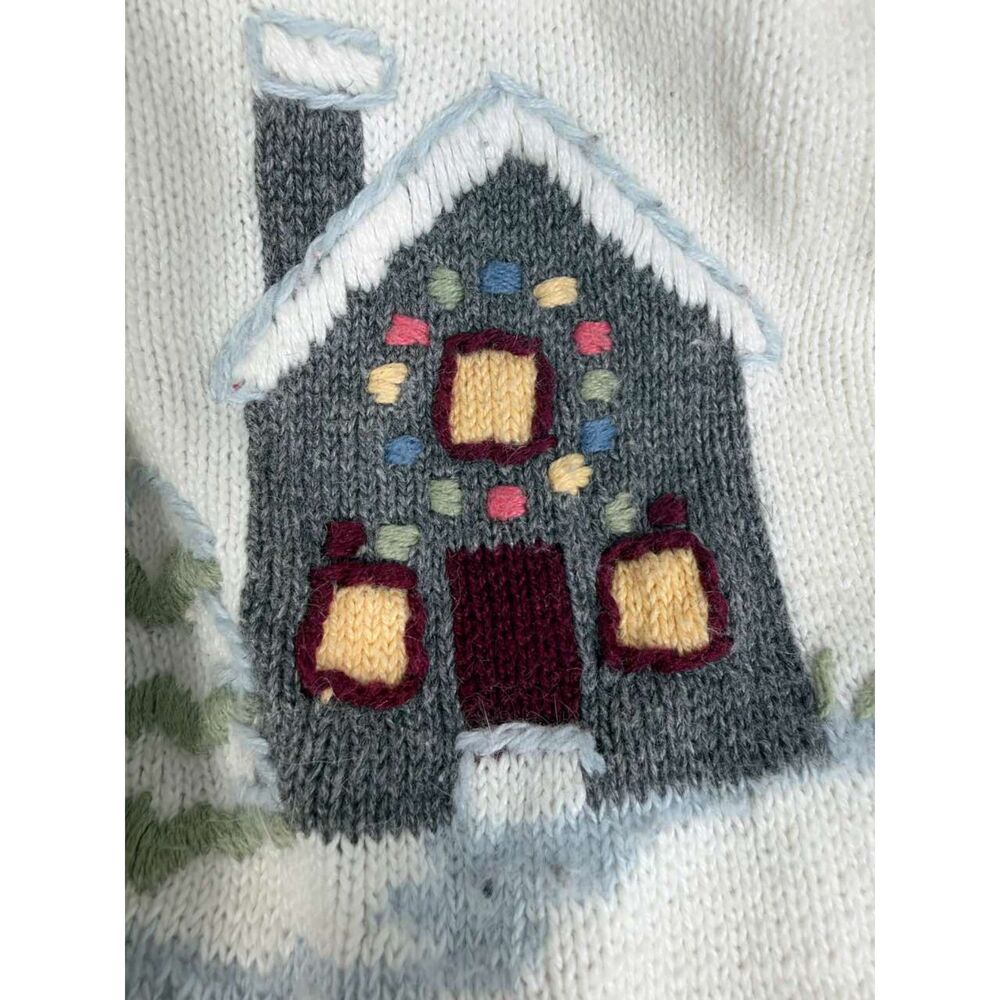 Christopher & Banks Women's XL Winter Scene Hand Embroidered Cardigan Sweater EC - Picture 10 of 11